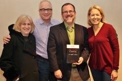 Rabbi David Fine with his parents and Jane Rosen, adult education committee chair