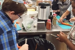 Food prep for Shakshuka in the Sukkah