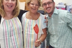 Shelley, Rena and Rabbi Jacob in the kitchen