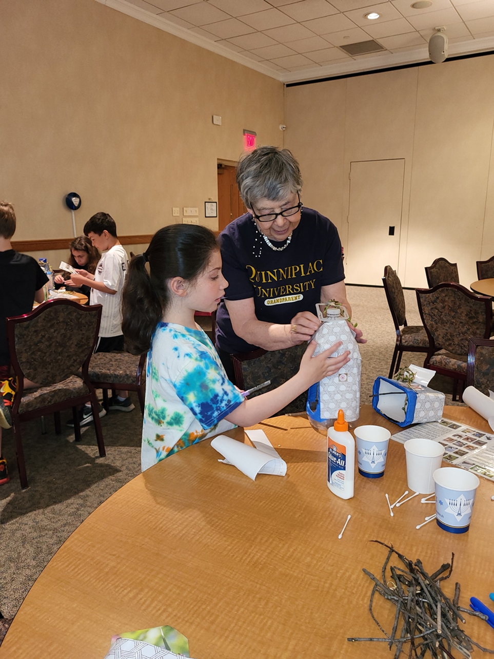 Arts and crafts with teachers and students at NNJJA - Jewish religious school in New Jersey. 