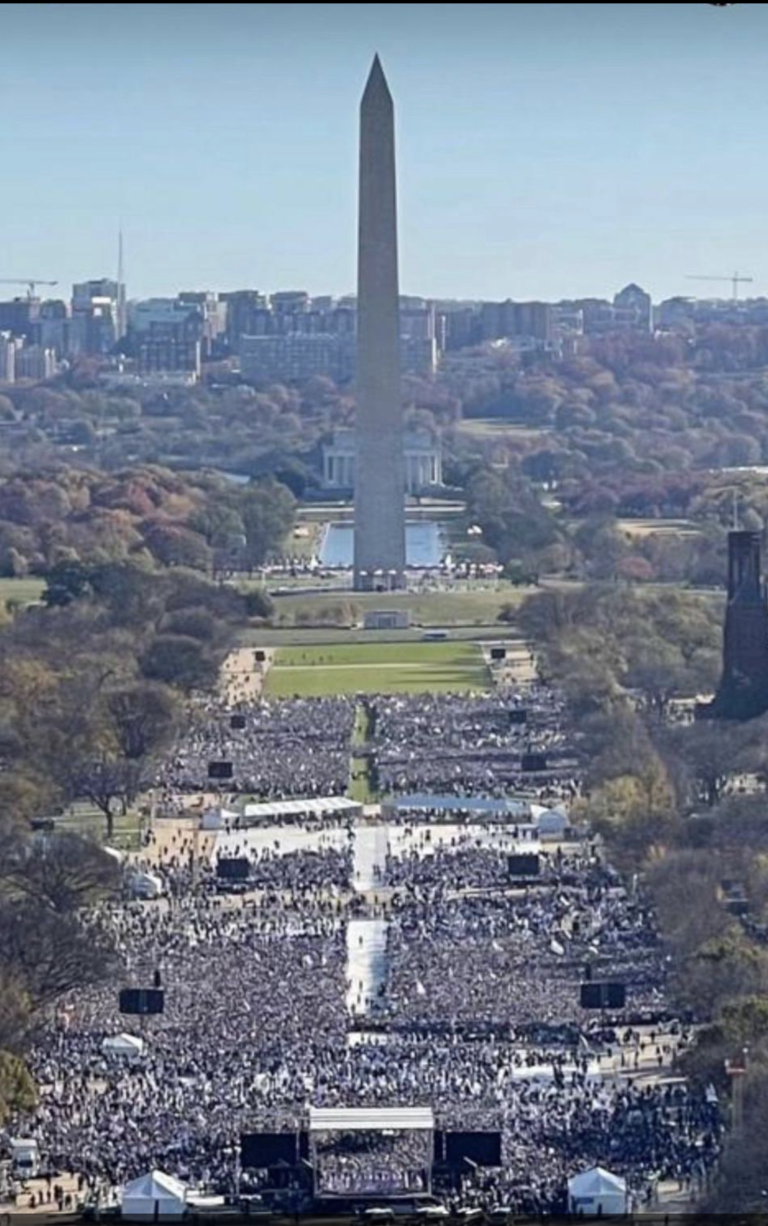 Rally for Israel in Washington DC featuring the Washington memorial